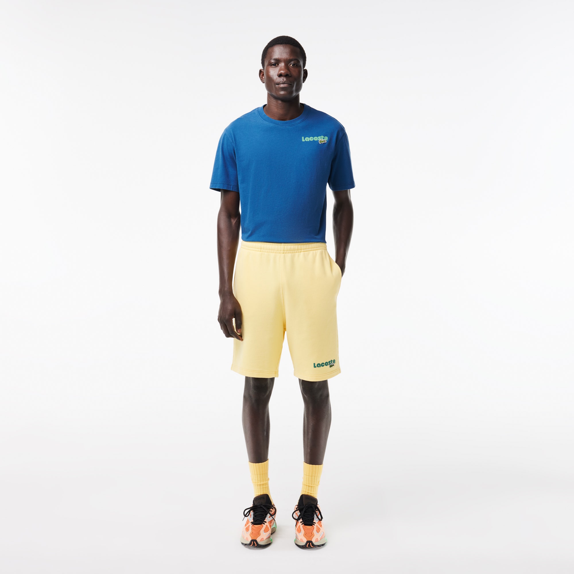 Washed Effect Ombre Lacoste Print T-shirt