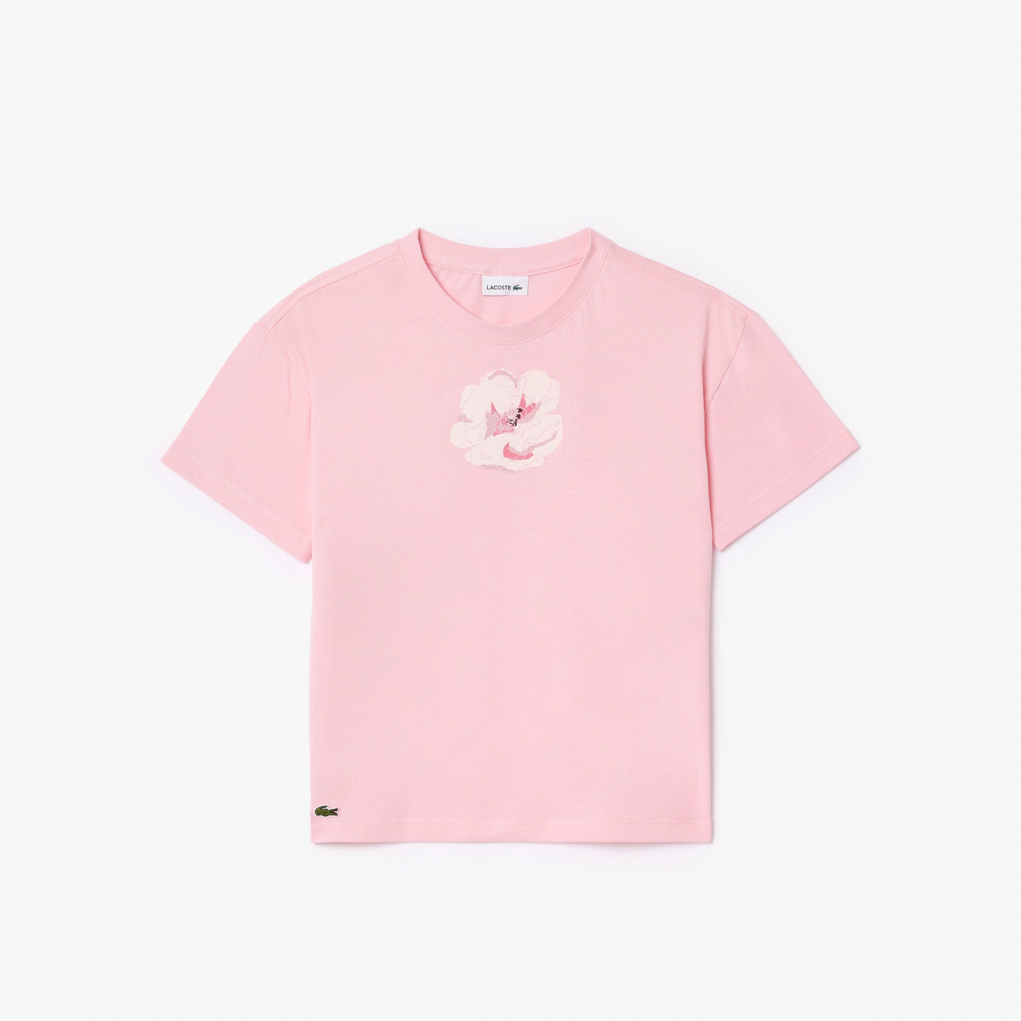 Printed Embroidered Flower Cotton T-shirt