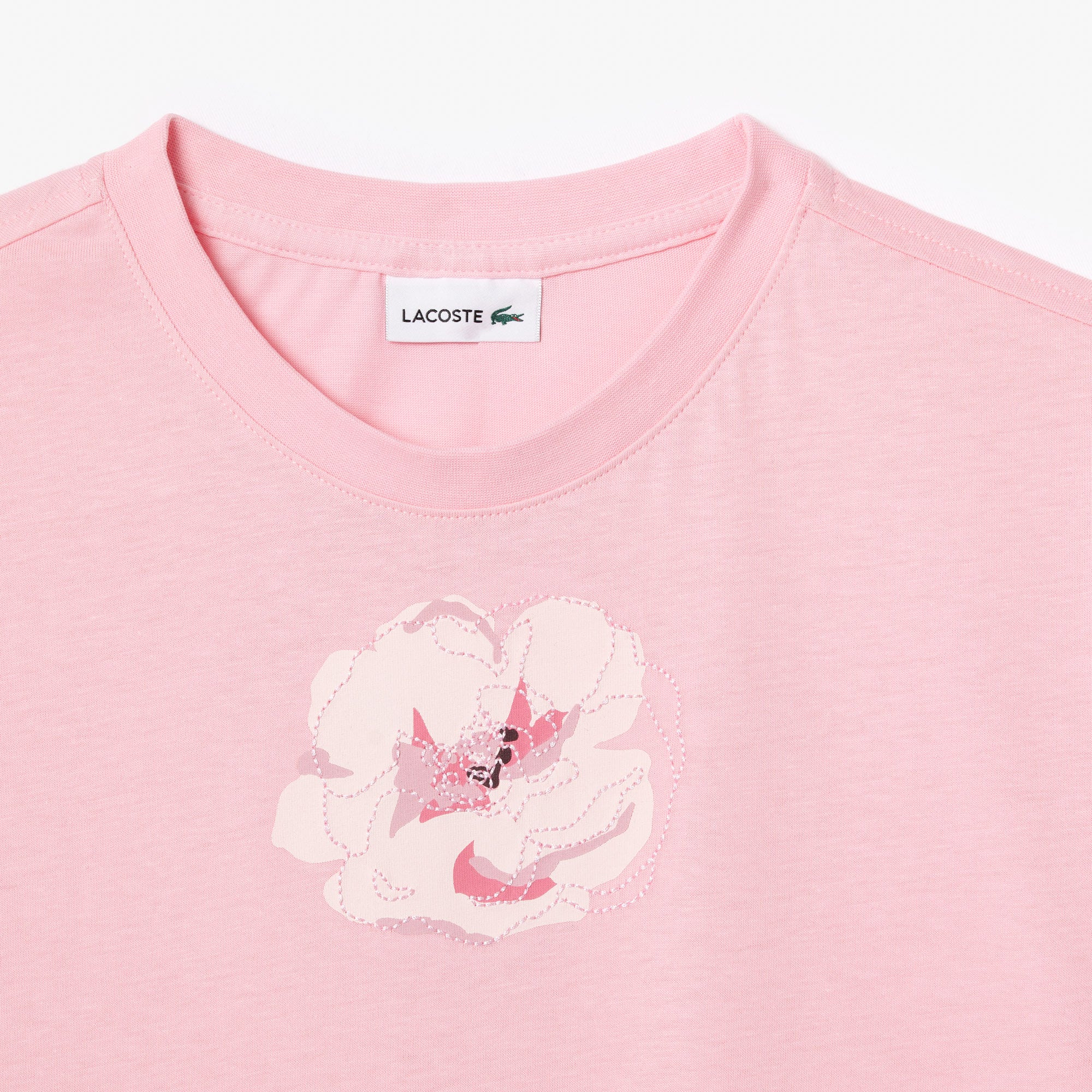 Printed Embroidered Flower Cotton T-shirt