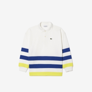 Long Sleeved Striped Heavy Jersey Polo Shirt 