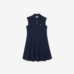 Girls’ Lacoste Fit and Flare Stretch Piqué Polo Dress