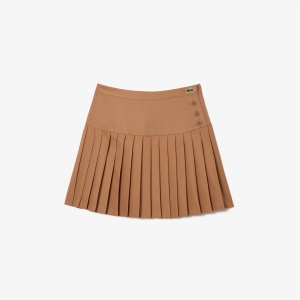 Short Pleated Button Waist Skirt