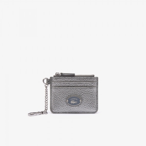 Women's Lacoste Snap Hook Grained Leather Card Holder